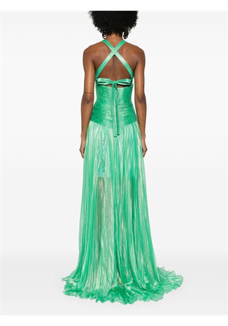 Green lamé plissé-effect gown Iris Serban - women IRIS SERBAN | 43KARINAGRN